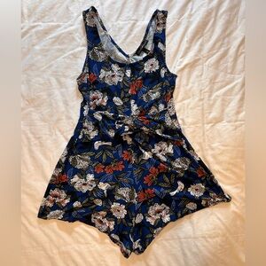 Derek Heart Juniors Floral Romper - Blue and Orange